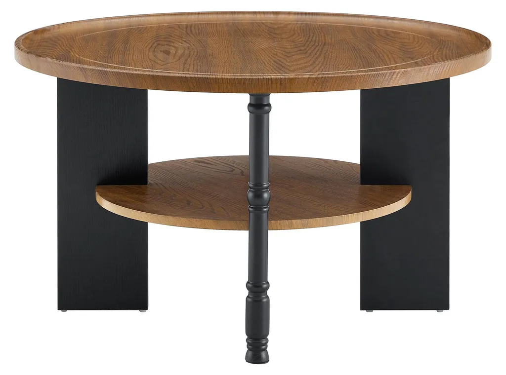 Table basse ronde 80cm avec rangement et table d'appoint en bois - 12