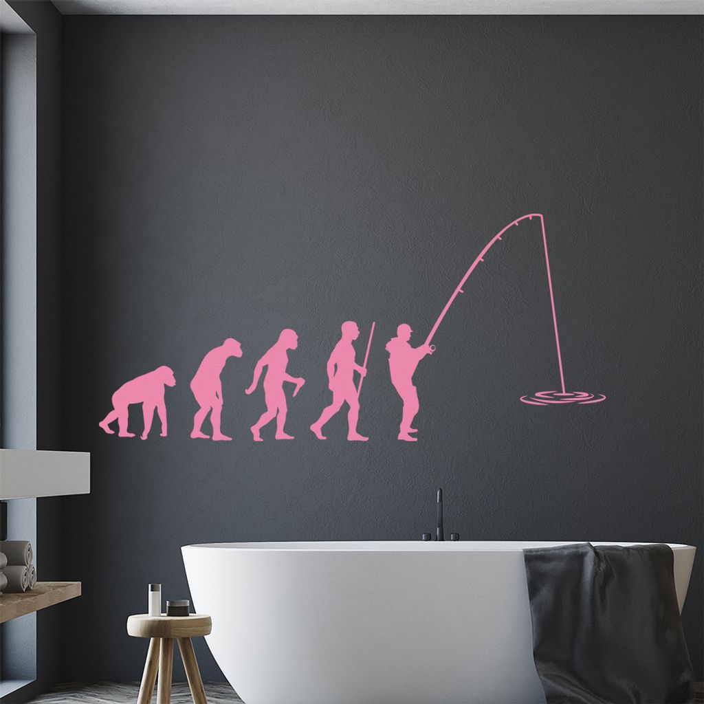 Angler Angeln Evolution Wandtattoo Wandaufkleber Wall Sticker - Dekoration, Küche, Wohnzimmer, Schlafzimmer, Badezimmer