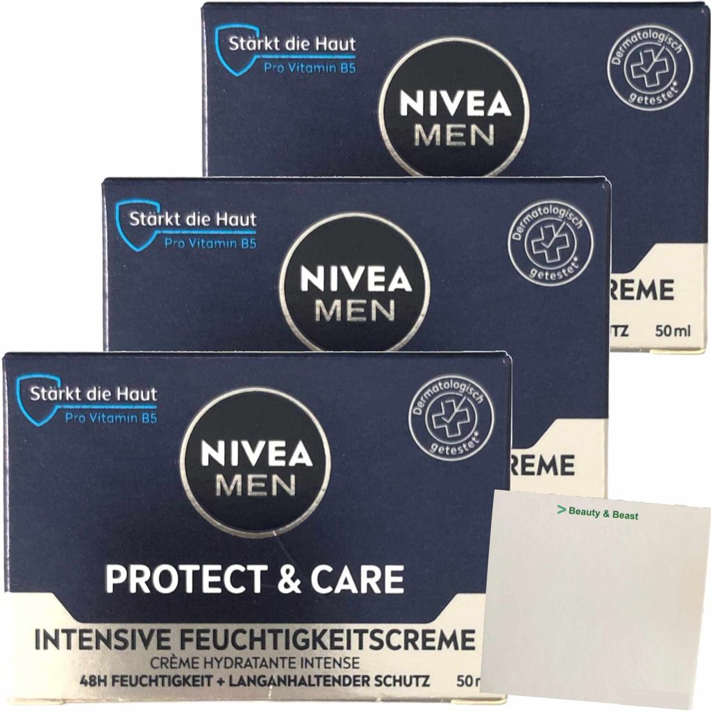 Nivea Men Protect & Care Intensive Feuchtigkeitscreme 3er Pack (3x50ml Tiegel) + usy Block