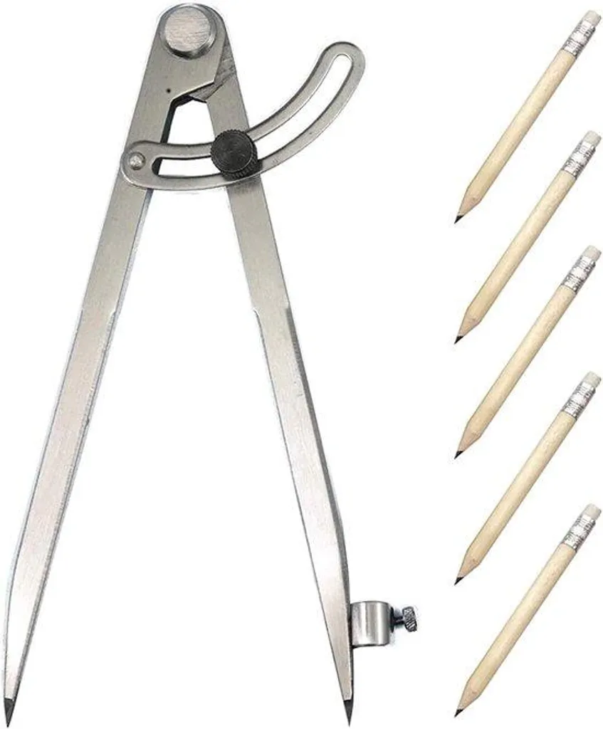 Compas à tracer en acier robuste pour bois, réglage rapide, 1 unité