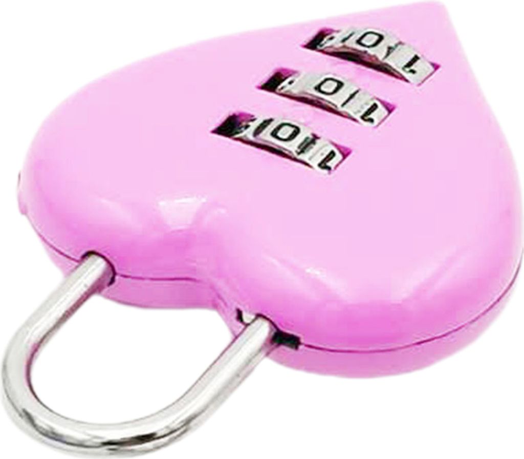Herz -Vorhängeschlosscode 3 Zahlen Passwort Kombination Herzform Sicherheit Liebe Zinklegierung Gepäckbox Lock Haushalt Zubehör-Rosa