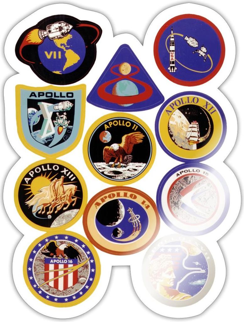 Spreadshirt NASA Apollo Mission Abzeichen Sticker Aufkleber, 10 x 10 cm, Weiß glänzend
