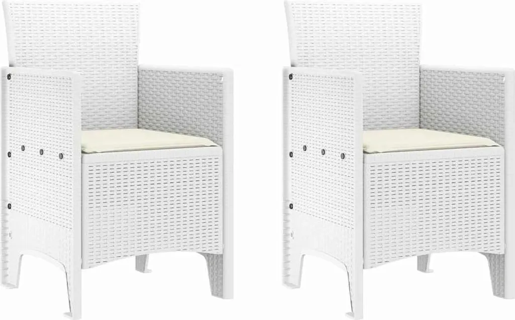Coppia Sedie Giardino vidaXL Bianche 53x49x85 cm - Plastica PP