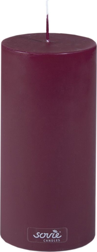 Sovie CANDLES Stumpenkerze in Bordeaux Ø 70 mm x H 150 mm, Brenndauer ca. 82 Std. - 12 Stück