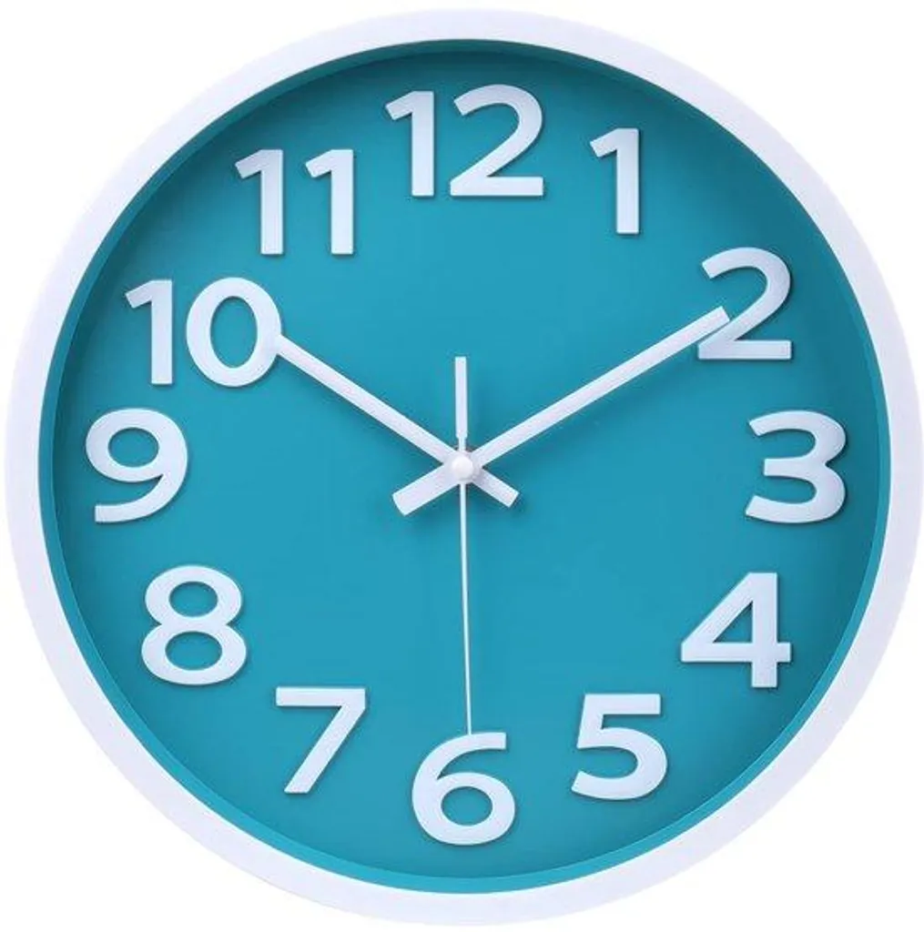 Horloge de salon turquoise 30 cm silencieuse pour ambiance zen calme