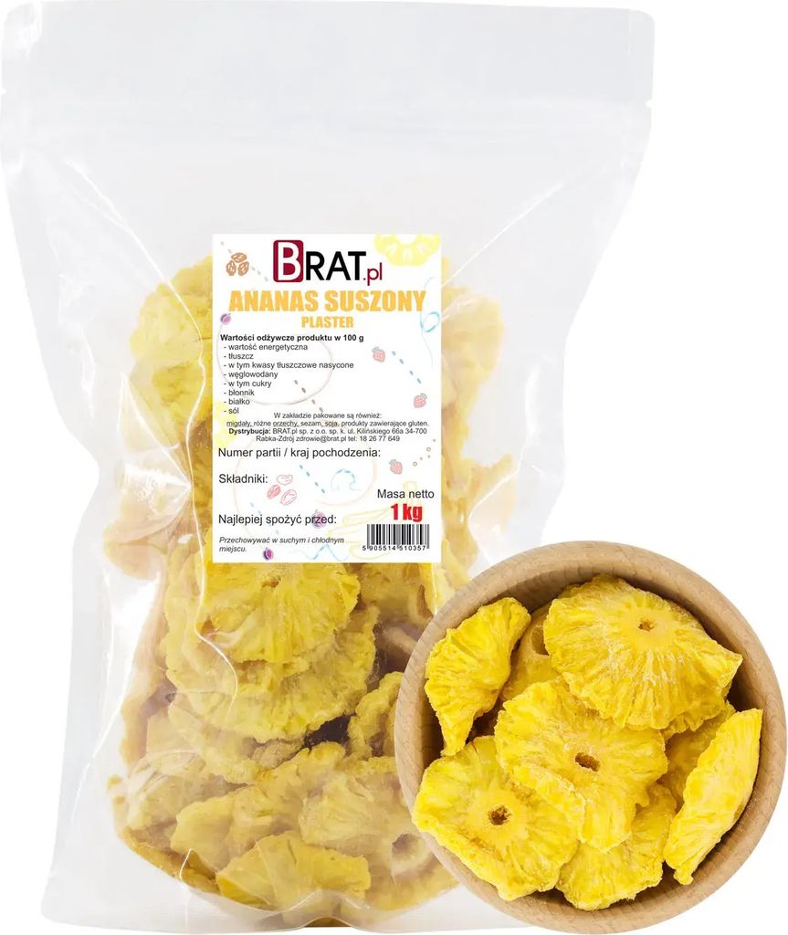 Ananas séché 1kg en tranches Image du produit 