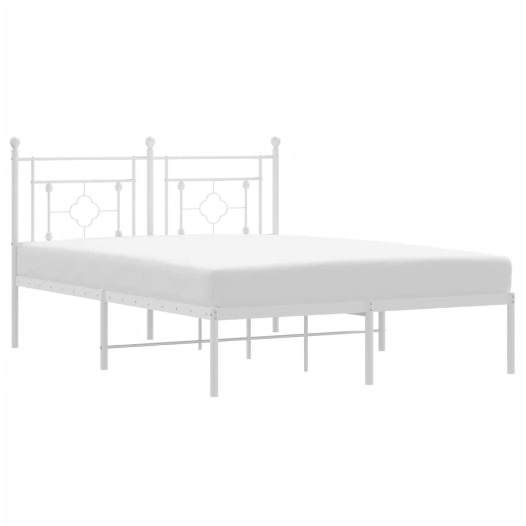 vidaXL Bettgestell mit Kopfteil Metall Weiß 140x200 cm