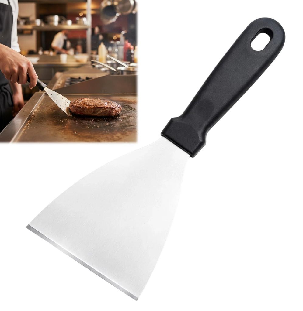 Professioneller dreieckiger Pfannenwender/Grillspatel, Klinge aus Edelstahl mit Griff, 12 x 12 cm für Pizza, Küche & Grill – Pfannenwender & Te...