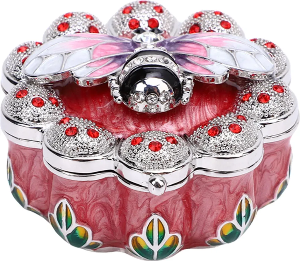 Petit Coffret Bijoux Abeille pour Coiffeuse - Rangement Rose Strass