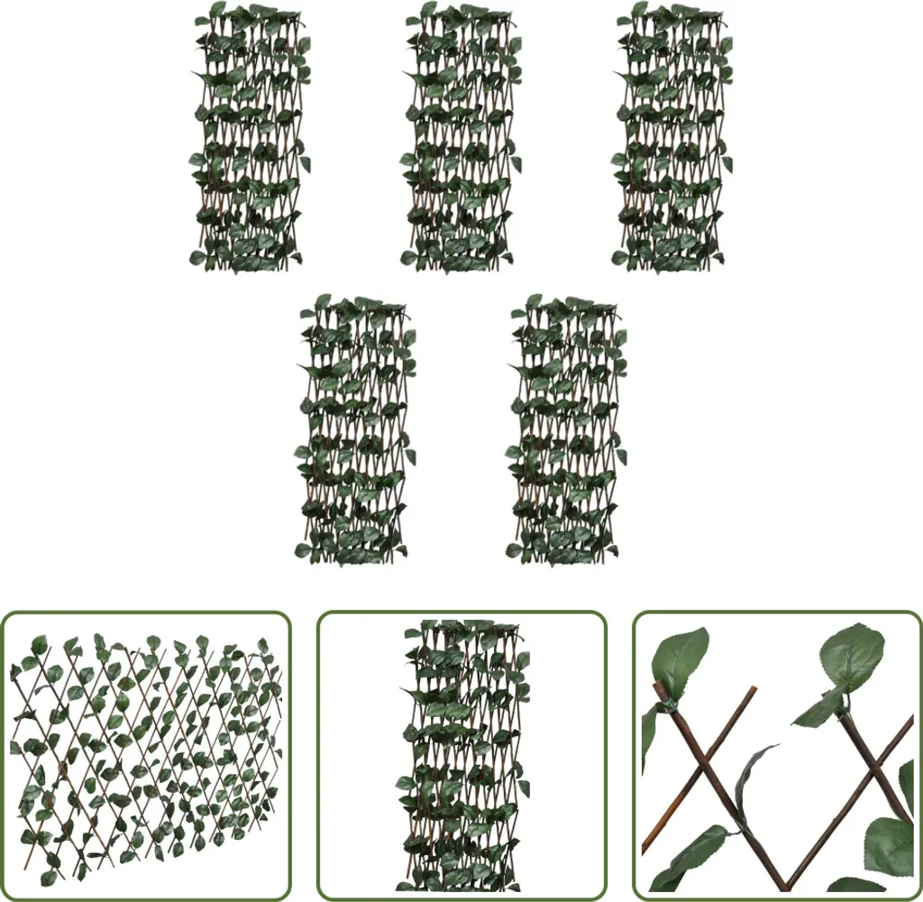 Solution Anti Vis-à-vis : Treillis Osier et Feuilles Artificielles 5pcs
