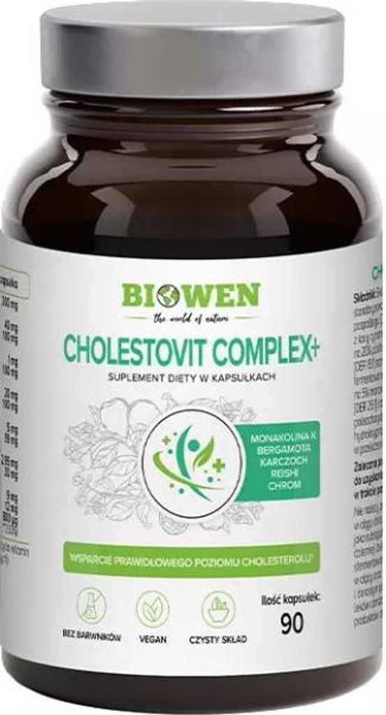 KAPSUŁKI NA PRAWIDŁOWY POZIOM CHOLESTEROLU CHOLESTOVIT COMPLEX+ 90 szt. - BIOWEN