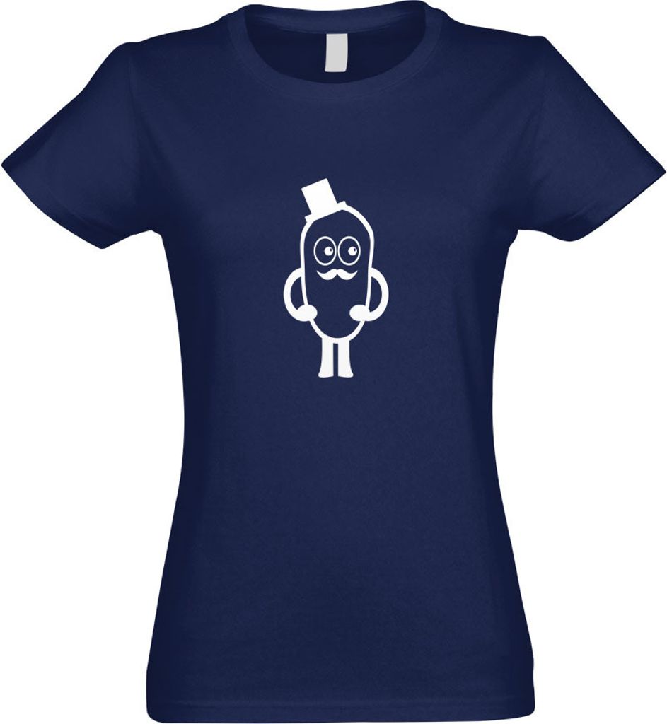 Kiwistar - T-Shirt tailliert - Damen - Navy - Mr. Mustache - mit Motiv Bedruckt - Funshirt Design - Sport - Freizeit - Damen - S