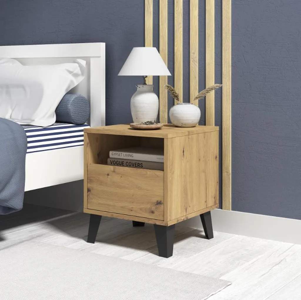 Table de chevet Borg gain de place pour petite chambre d'appartement