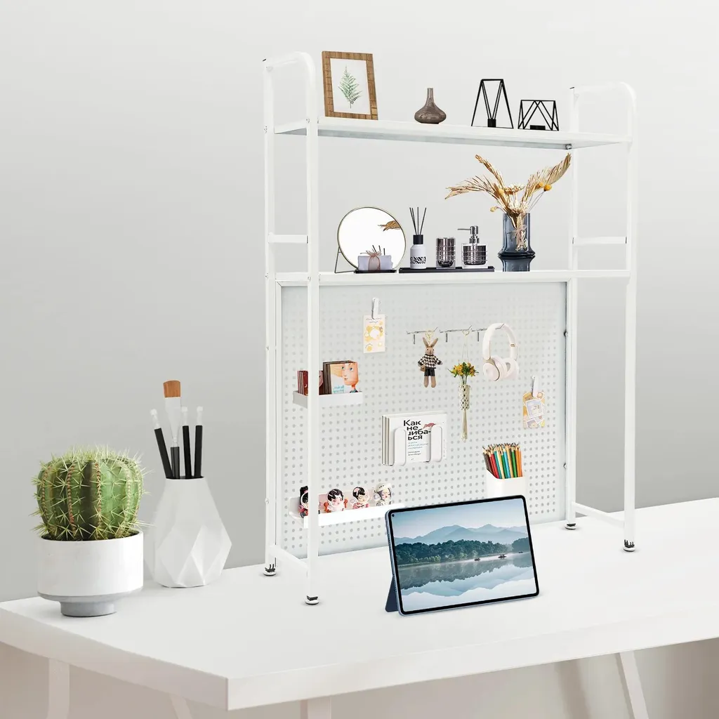 Organiseur de table grande capacité blanc avec finition anti-rouille