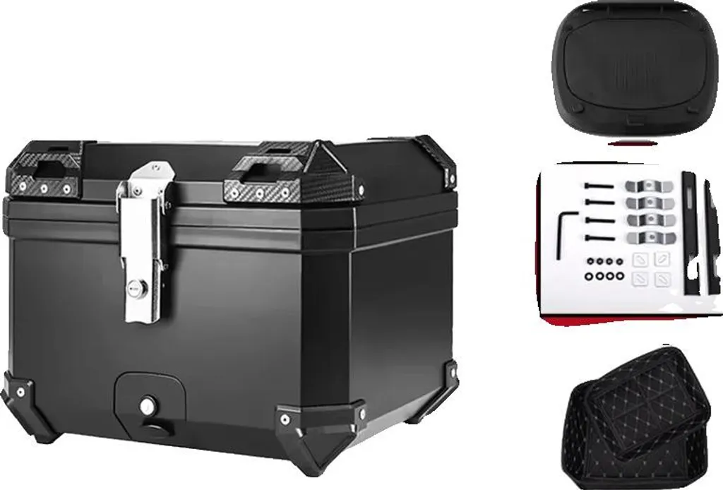 Valise arrière moto 45L pour rangement casque intégral et voyage noir