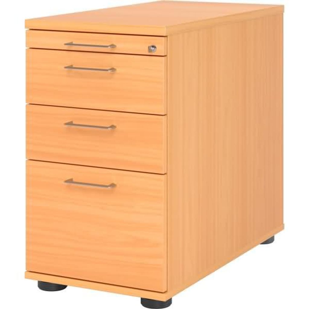 Büro Standcontainer mit Hängeregister Modell SC40 abschließbar 6 = Buche-BS= Bügelgriff Metall