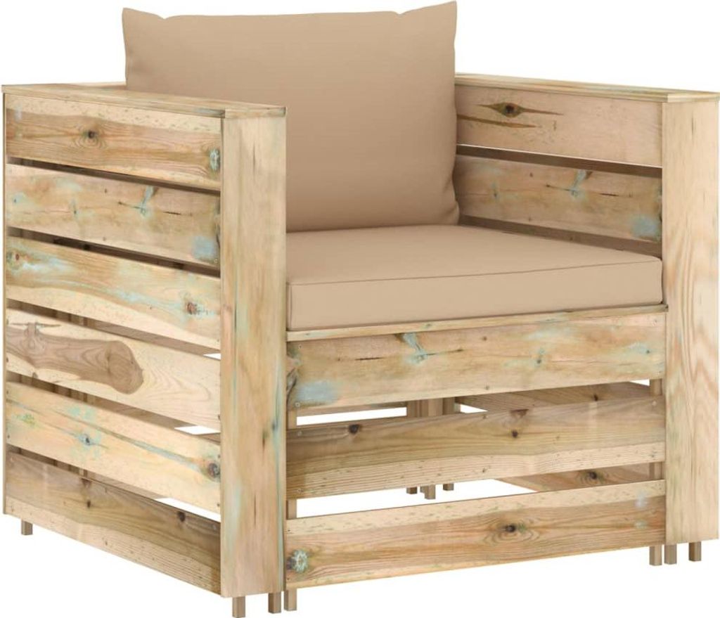 vidaXL 2-tlg. Garten-Lounge-Set mit Kissen Grün Produktbild 