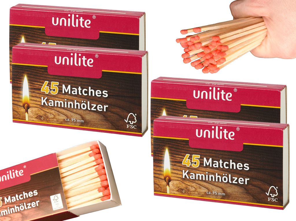 jameitop® XL Streichhölzer 4 Schachteln Feuer/Holz Produktbild 