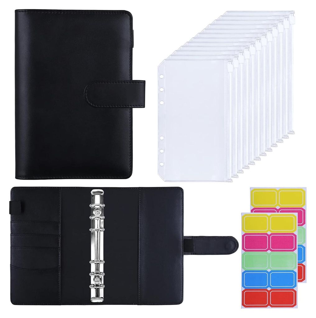 Budget Planner Deutsch, A6 Budget Binder, Budgetplaner, Ringbuch A6 mit 10 Binder Taschen, Finanzplaner mit Etiketten, Sparbuch für Geld Organizer...