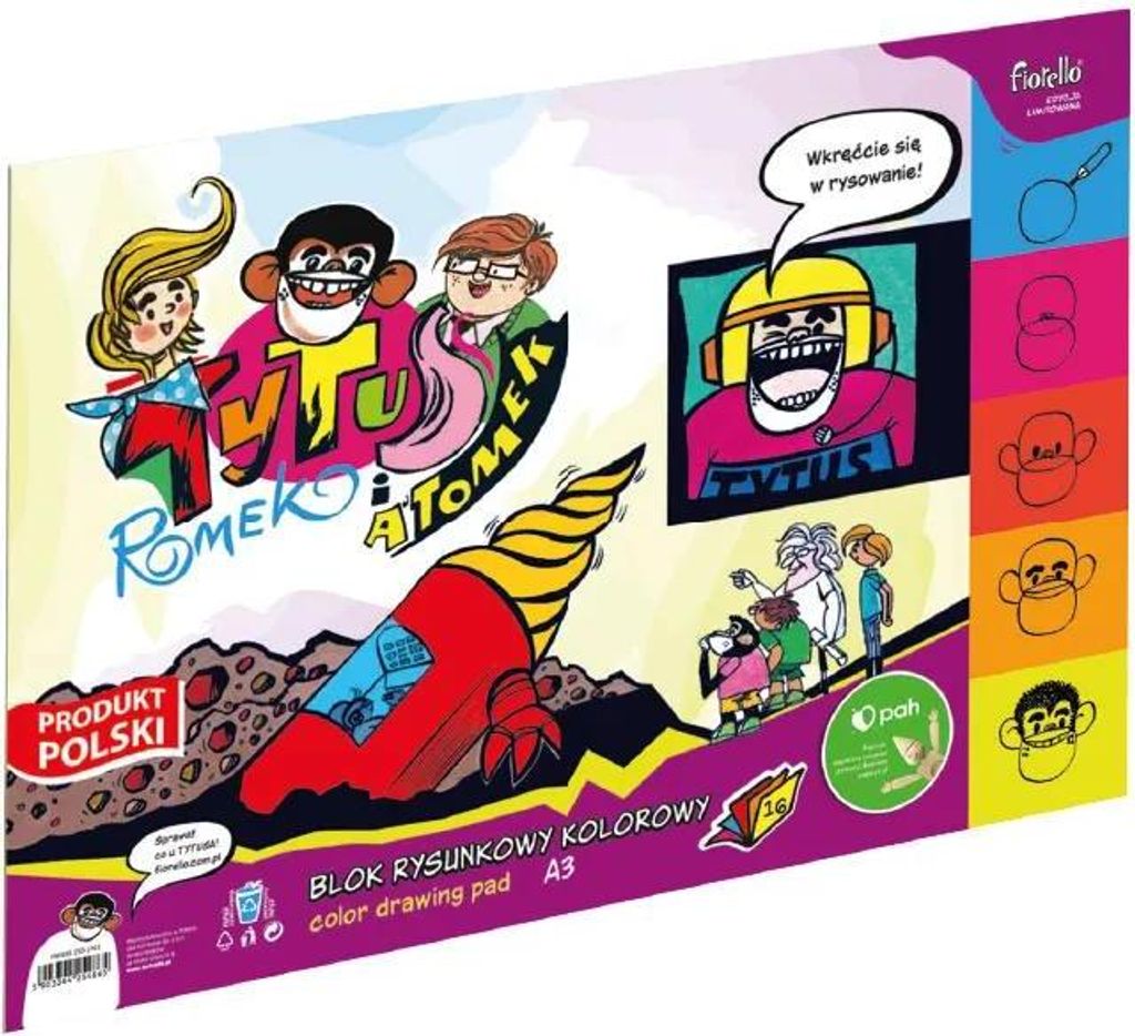 Fiorello A3/16 Blatt farbiger Zeichenblock Tytus, Romek und A""Tomek