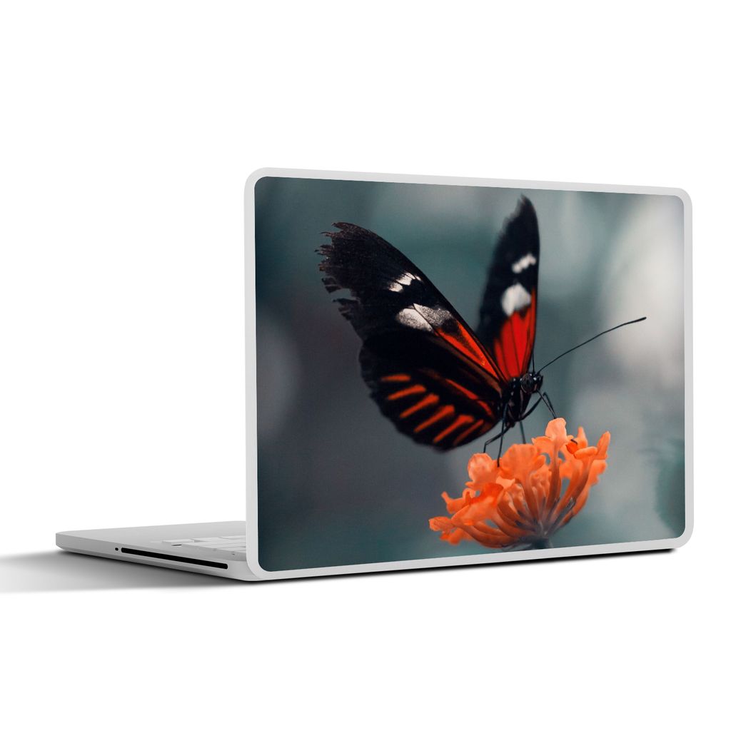 MuchoWow Laptop Aufkleber Sticker Cover Schmetterling - Blume - Insekt 30x22 cm - Laptop-Sticker