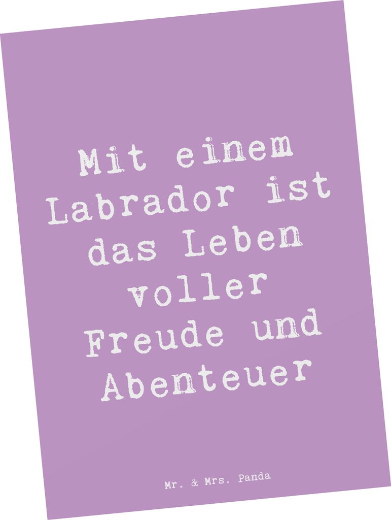 Mr. & Mrs. Panda Postkarte Spruch Labradorleben - Lavendeltraum - Geschenk, Hund, Ansichtskarte, Grußkarte, Hunderassen Charakter, Vielfalt, bildk...