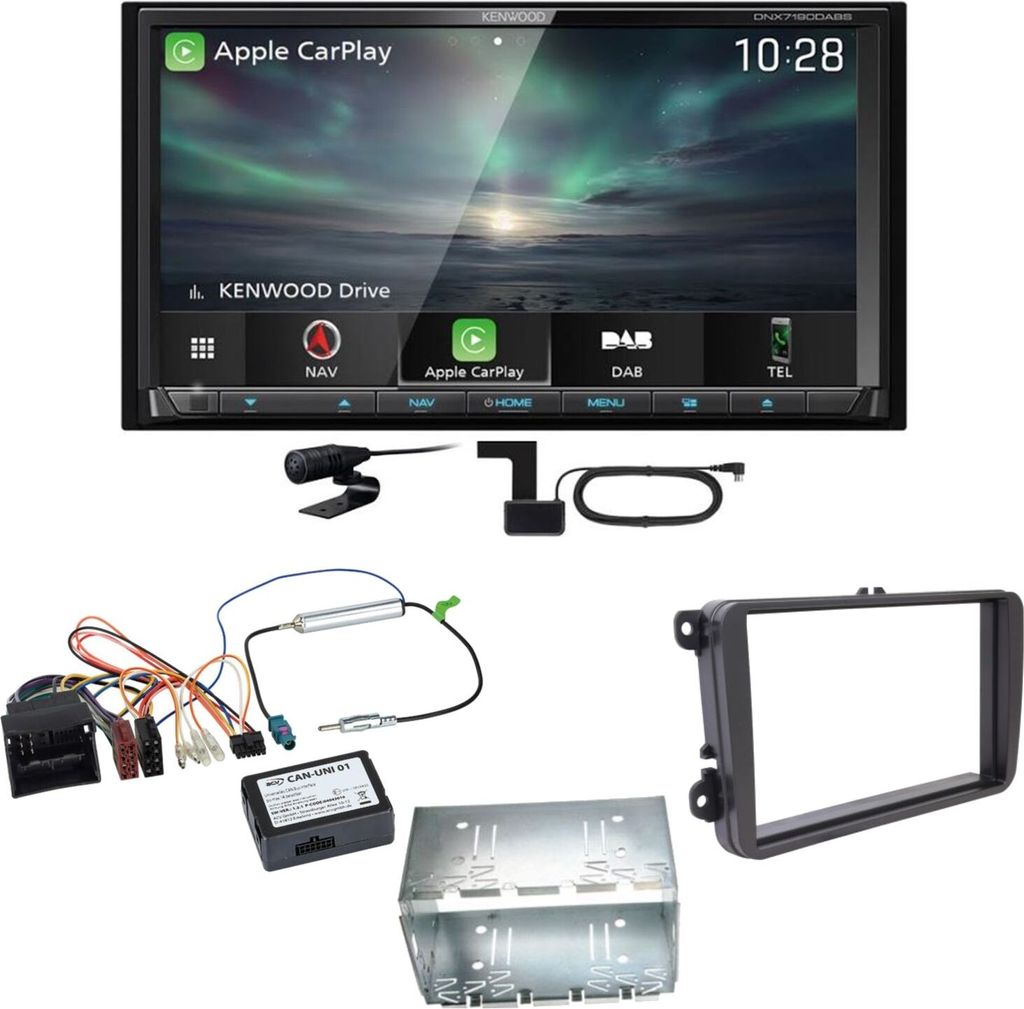 Kenwood DNX-7190DABS Android Auto Carplay DAB+ Einbauset für T6 Sharan 2 Beetle