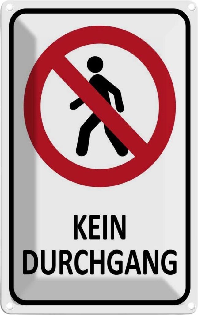 vianmo Blechschild 18x12 cm Kein Durchgang Straßenschild Warnschild Hinweisschild Sicherheit Vorsicht