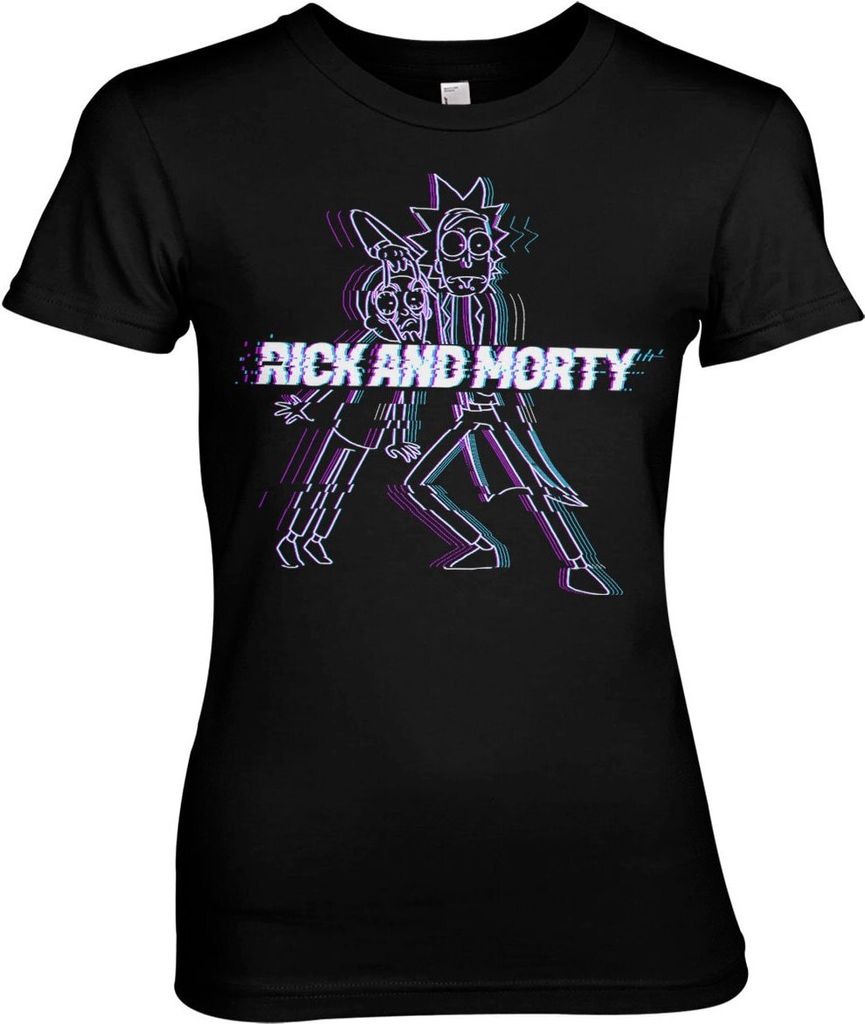 Rick And Morty Glitch Girly Tee - X-Large - Black