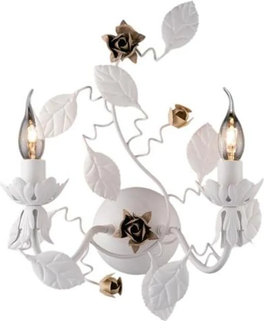 Éclairage mural décoratif blanc pour salon Shabby Bella 2 feux fer laqué