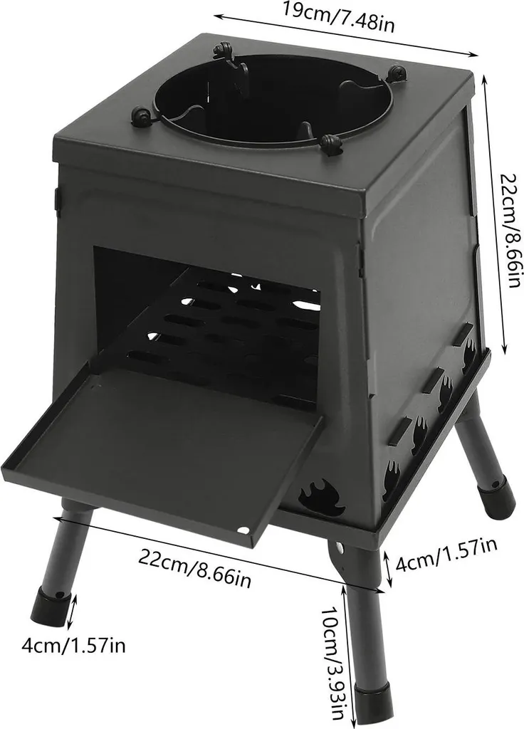 Réchaud de camping gaz extérieur polyvalent avec protection vent noir - 2