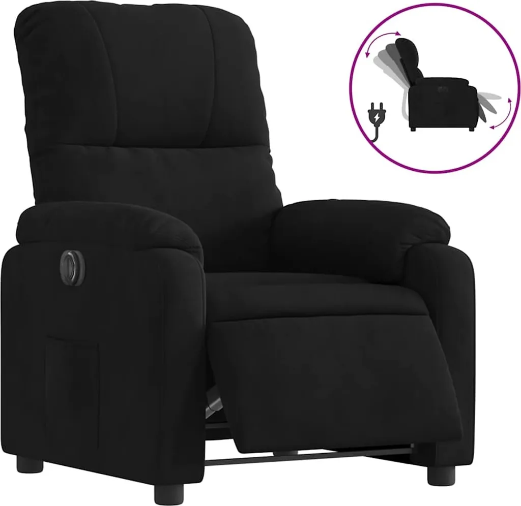 Fauteuil relax électrique noir microfibre avec inclinaison réglable