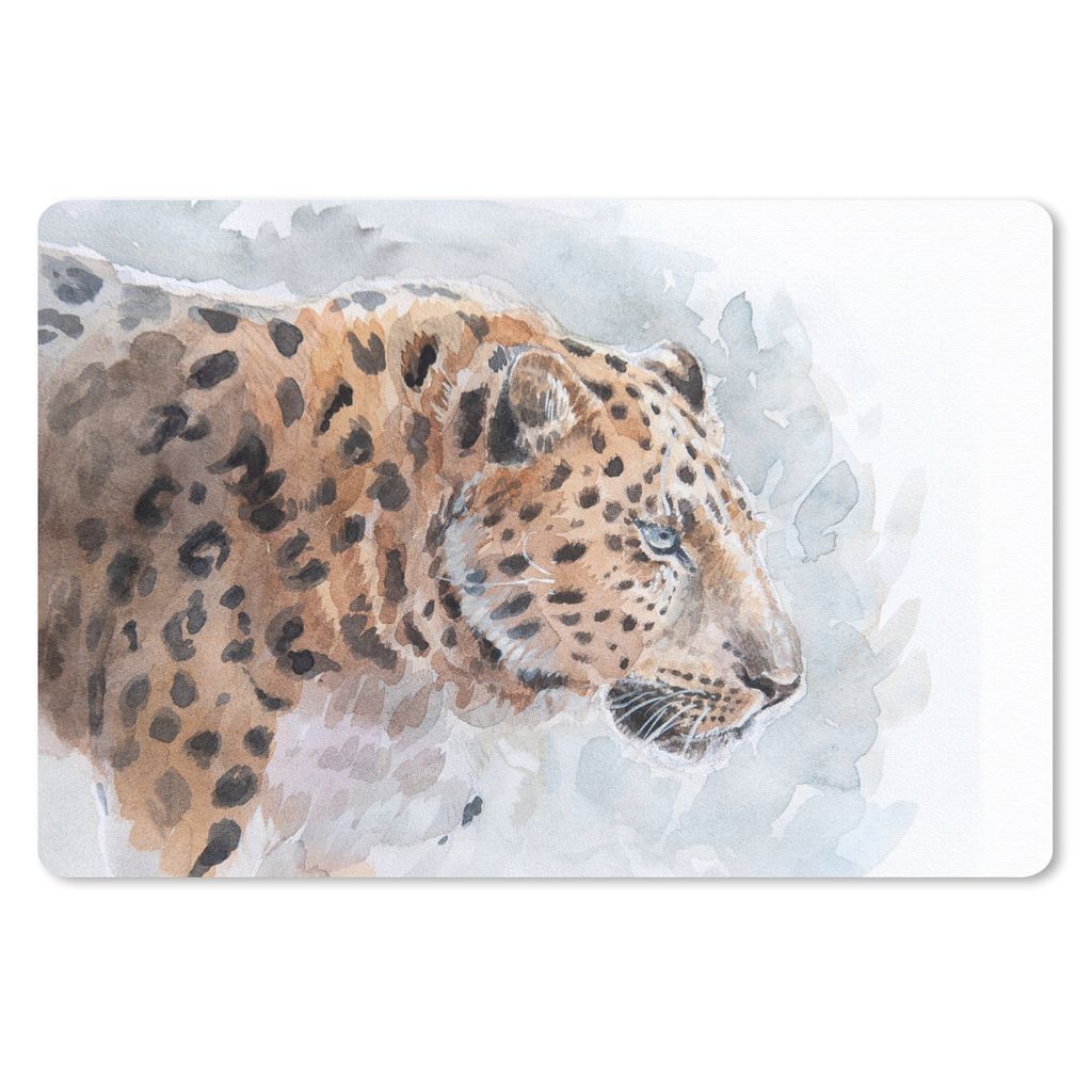 MuchoWow Mauspad Mousepad Leopard - Aquarell - Blau 27x18 cm - Mousepads - Maus Mat - Pad - Mausunterlage - Büroartikel - Desk Matten