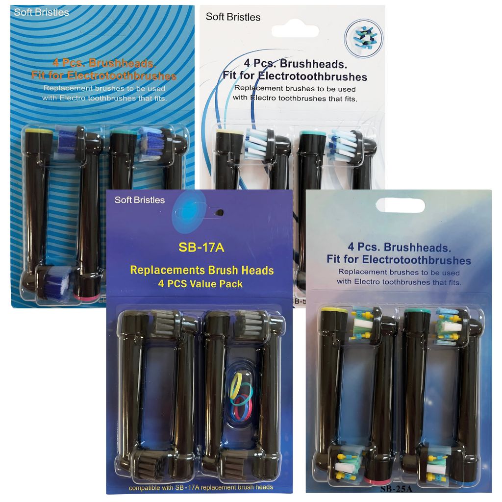 16er Set Ersatzbürstenköpfe für elektrische Zahnbürsten, kompatibel mit Oral-B SB17-A/SB20-A/SB-25A/SB50A