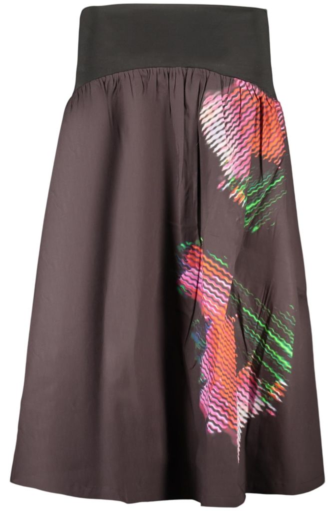 Langer Damenrock mit Hundemotiv und Gürtel in Schwarz – Stylisches Design