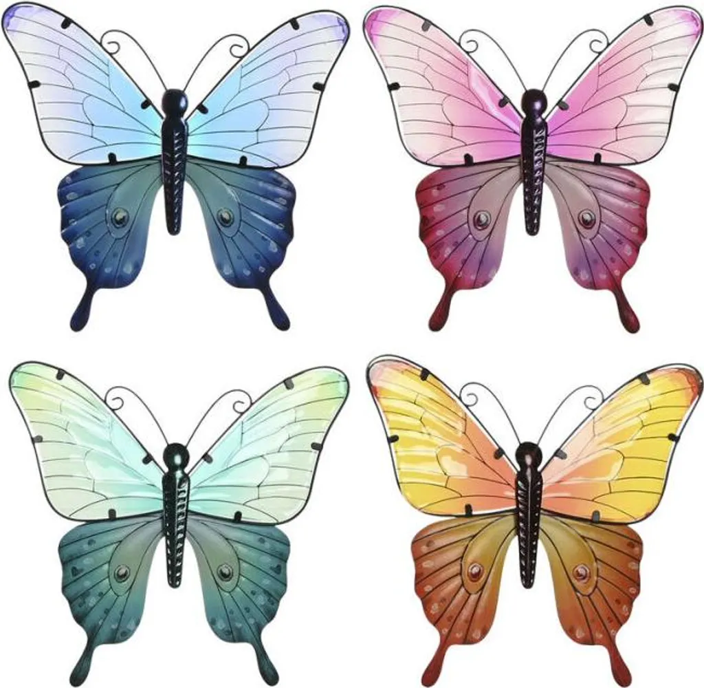 Décoration Papillon Multicolore Home ESPRIT Shabby Chic en 4 Pièces 46cm