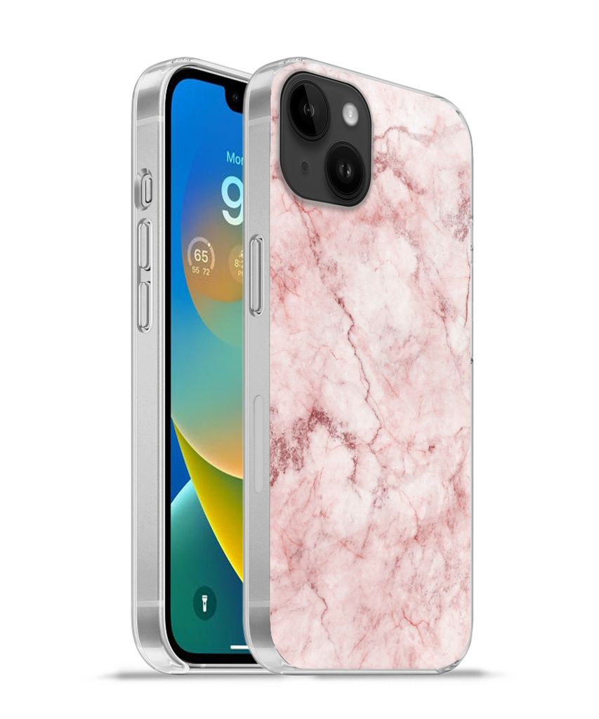 MuchoWow Handyhülle Schutzhülle Hülle für Apple iPhone 14 Plus - Soft case Marmor - Rosa - Luxus Silikon Softcase Handy Hülle - Abbildung