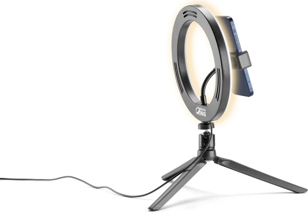 Cellularline Selfie Ring con Telecomando - Luce LED per Call e Video - 2