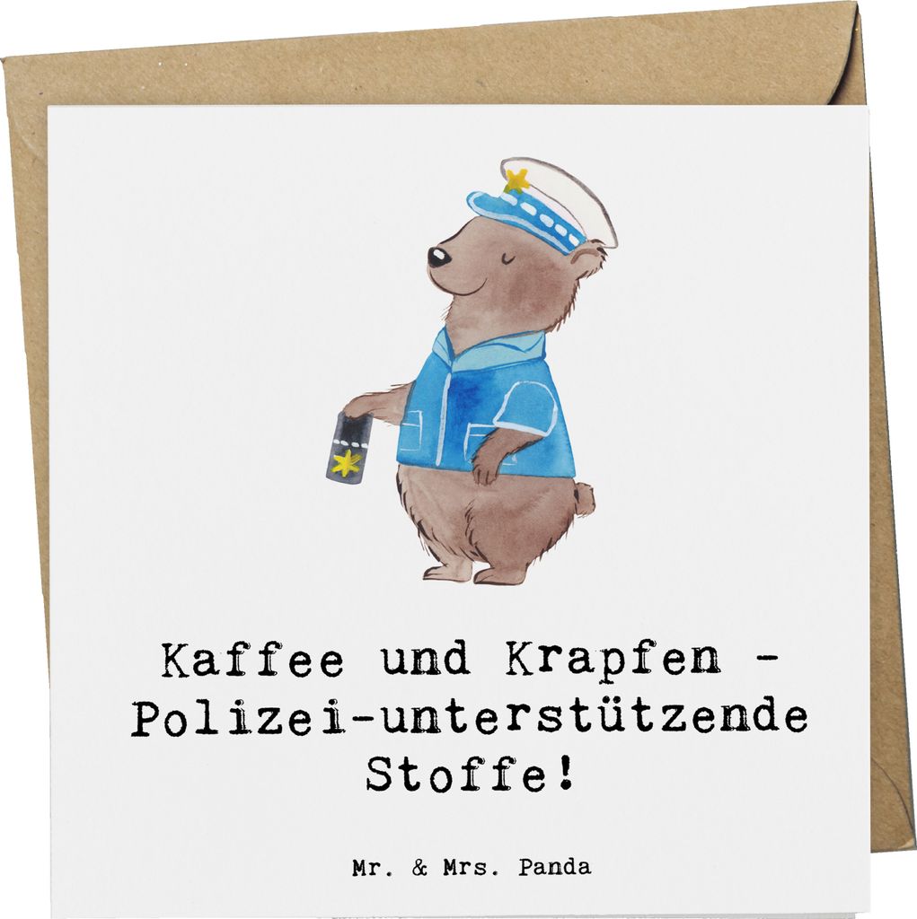 Mr. & Mrs. Panda Grußkarte Polizist Kaffee Krapfen - Weiß - Geschenk, Schutz, Sicherheit, Notlage, doppelkarte, anlasskarte, Klappkarte, Beruf, G...