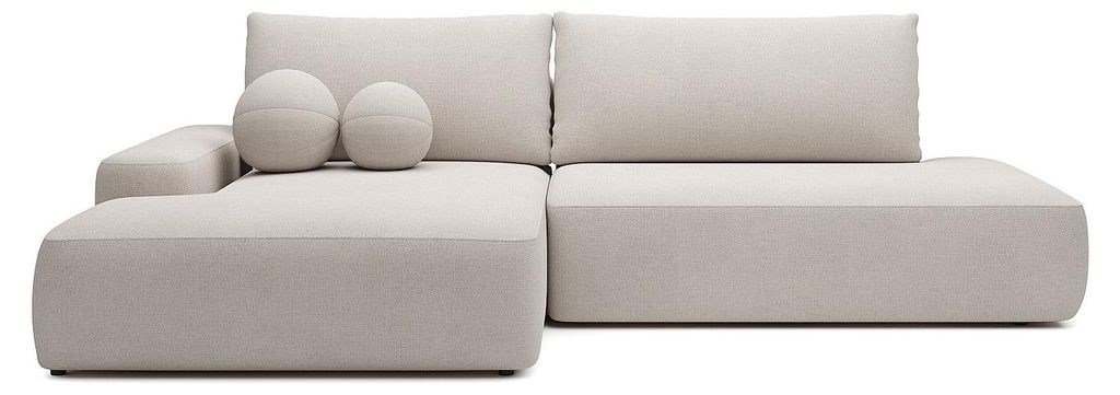 Ecksofa mit Schlaffunktion - Ecke links offen - Strukturstoff - Beige - DAVISO