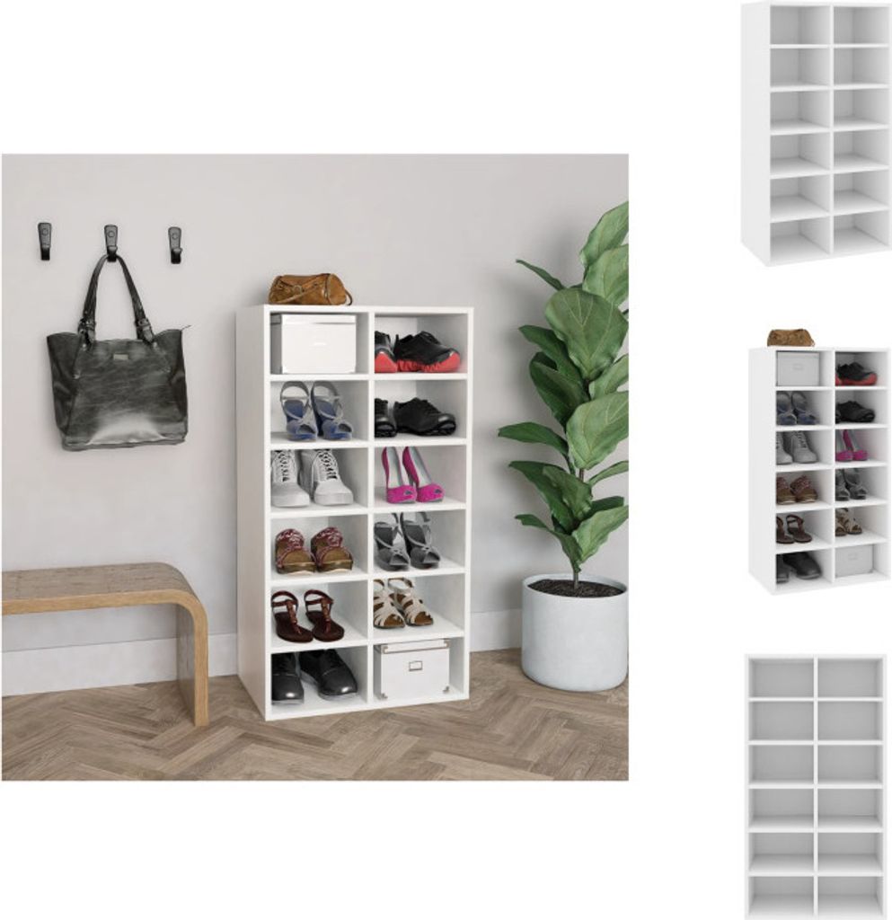 vidaXL Schuhregal Weiß 54x34x100,5 cm Holzwerkstoff - Schuhregale & -schränke