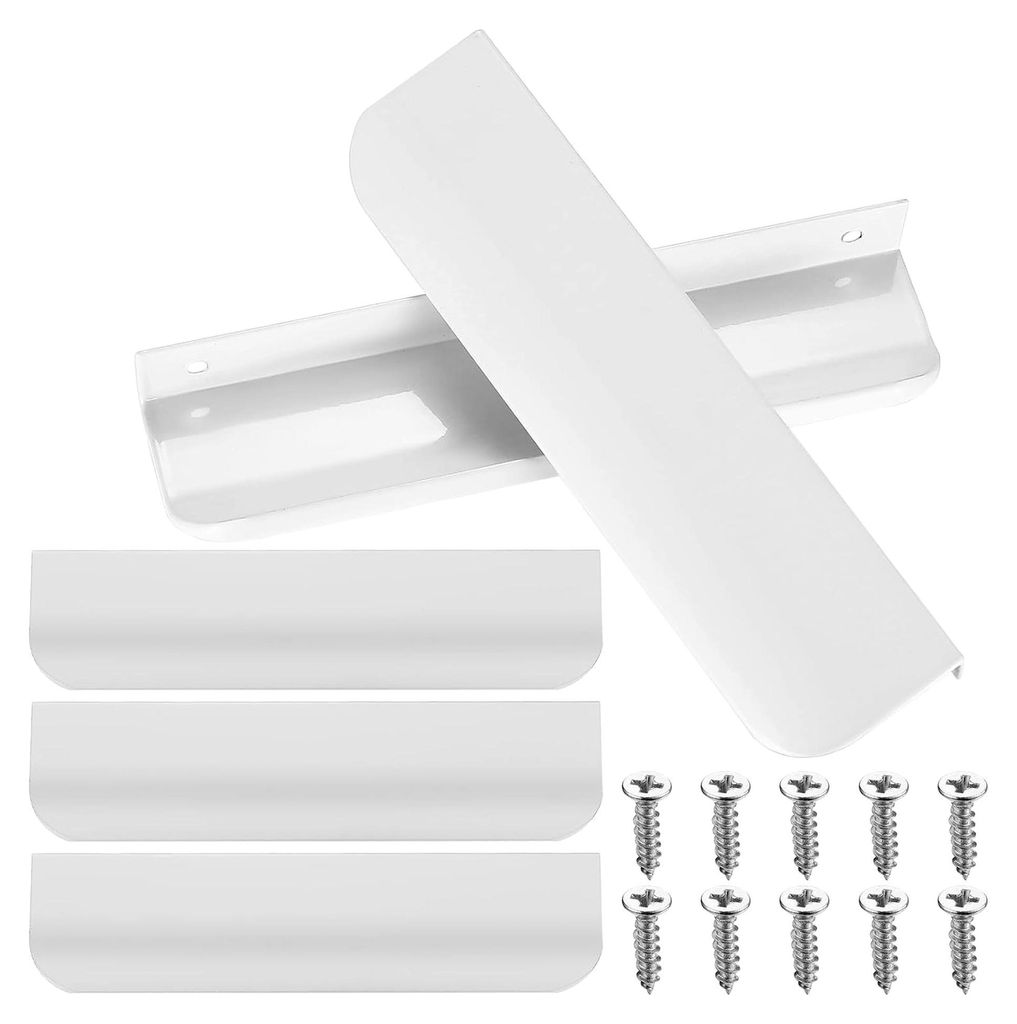 5 Stück Weiße Möbelgriffe, 150 mm Versteckte Schrankgriffe aus Aluminiumlegierung für Schranktüren und Schubladen, inklusive Schrauben
