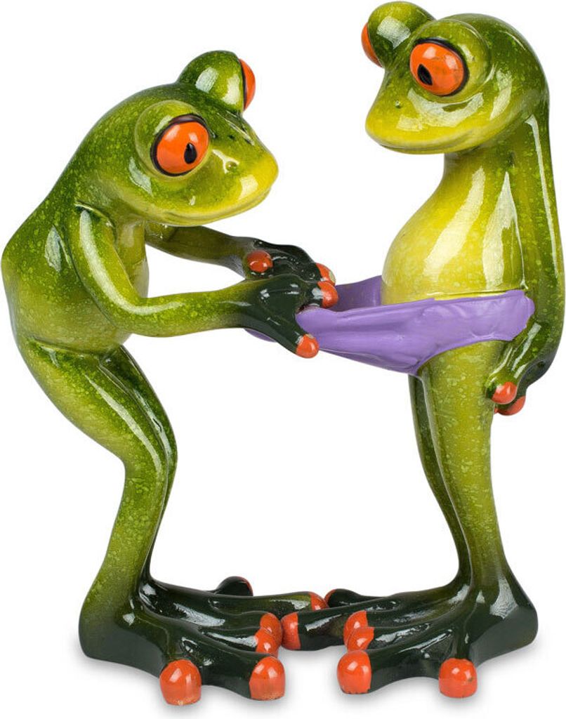 Froschpaar 14cm aus Kunststein mit glänzender, handbemalter Produktbild 