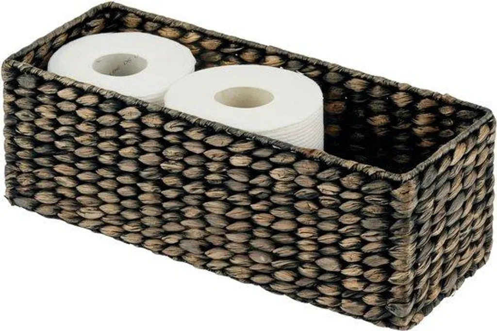 Corbeille de rangement en rotin noir pour jacinthes d'eau et cosmétiques