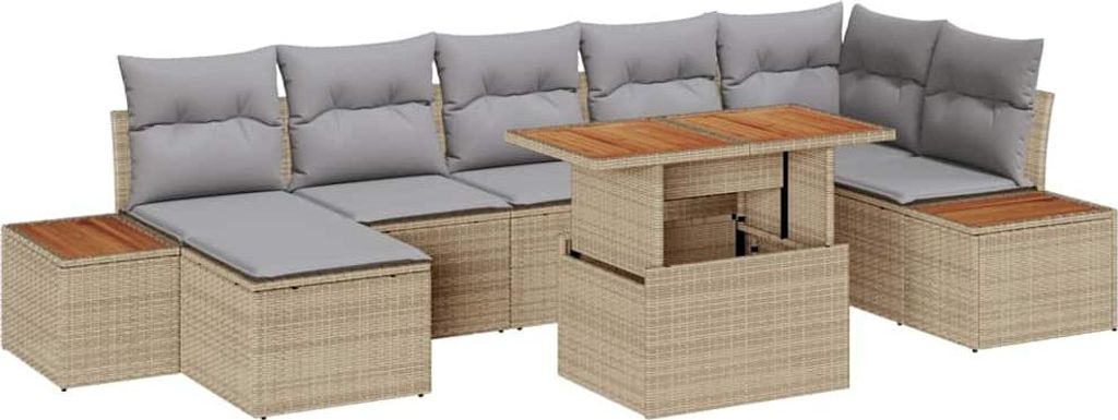 "2026 Promotion" Garten Essgruppe mit Kissen - 8 pcs - Terrassen-Sofa - Beige und Grau - Gartensofas CC19021