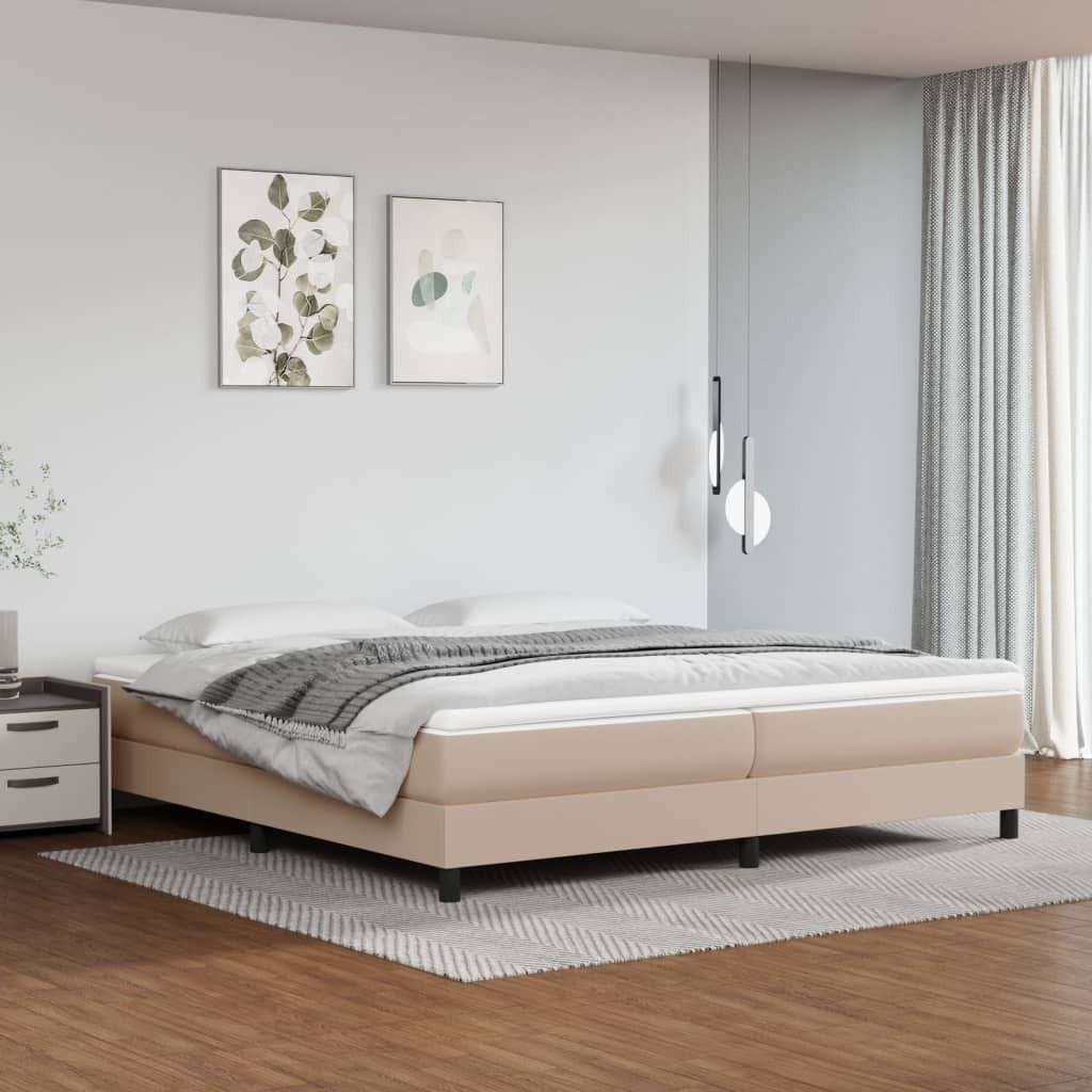 The Living Store Boxspringbett Cappuccino-Braun 200x200 cm Kunstleder