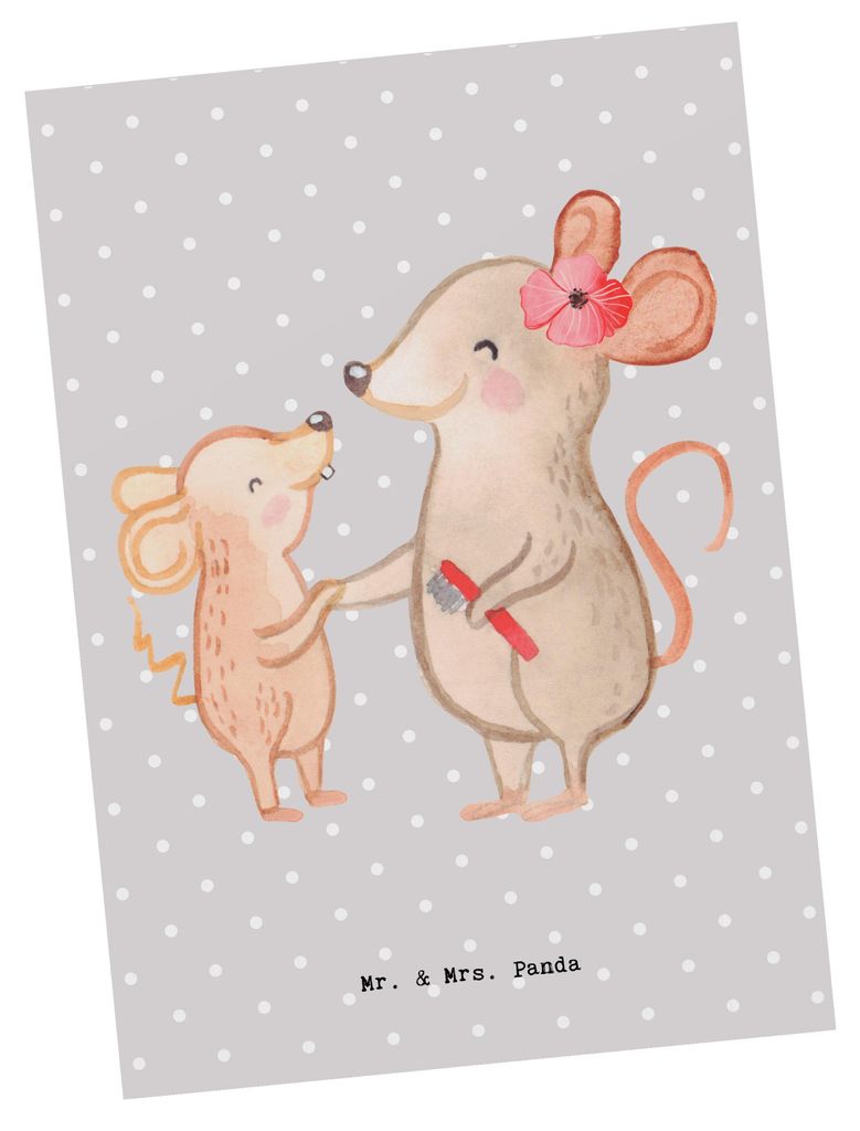 Mr. & Mrs. Panda Postkarte Heilerziehungspflegerin Herz - Grau Pastell - Geschenk, Hilfsbereit, Ausbildung, Ansichtskarte, einzelkarte, Familie, He...