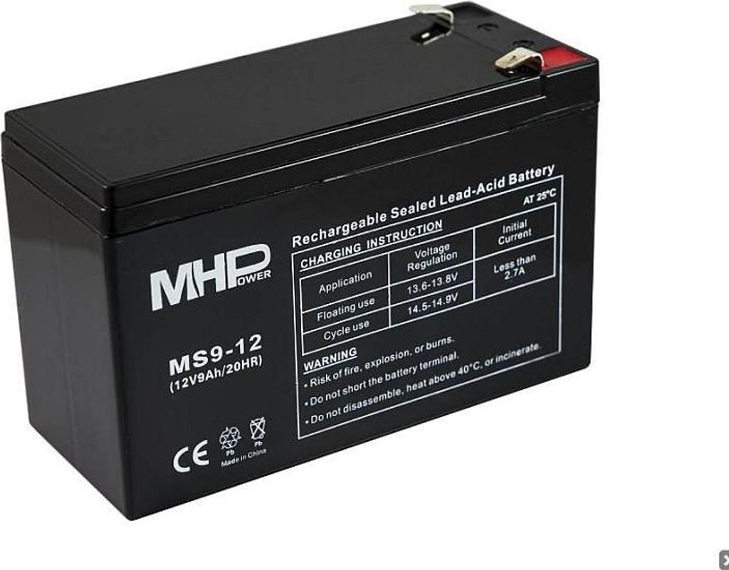 Batteria MHPower MS9-12 VRLA AGM 12V/9Ah, sostitutiva di Immagine del prodotto 