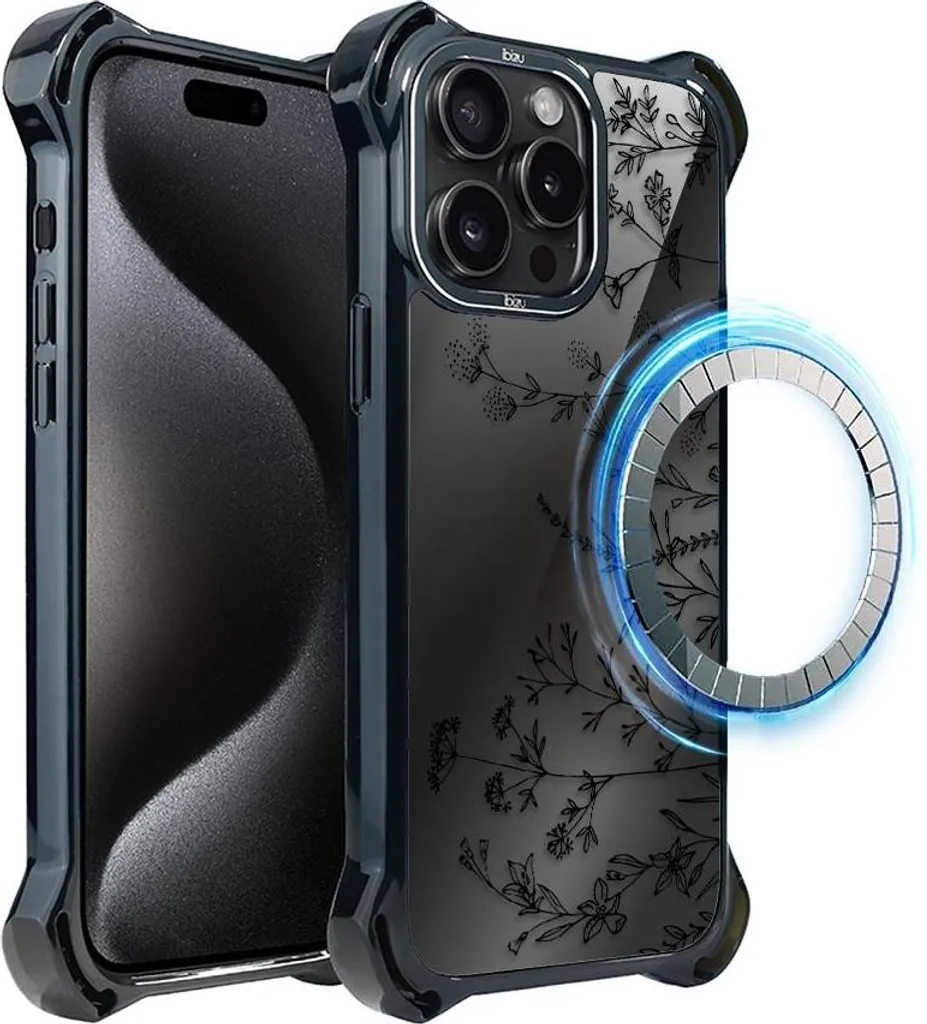 iPhone 15 Pro Max IBIZU DropGuard Ultra Cover - Midnight Flowers MagSafe
