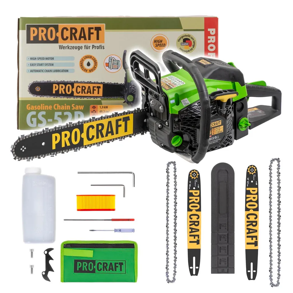 Tronçonneuse thermique 52cc Procraft GS-52P pour bois de chauffage